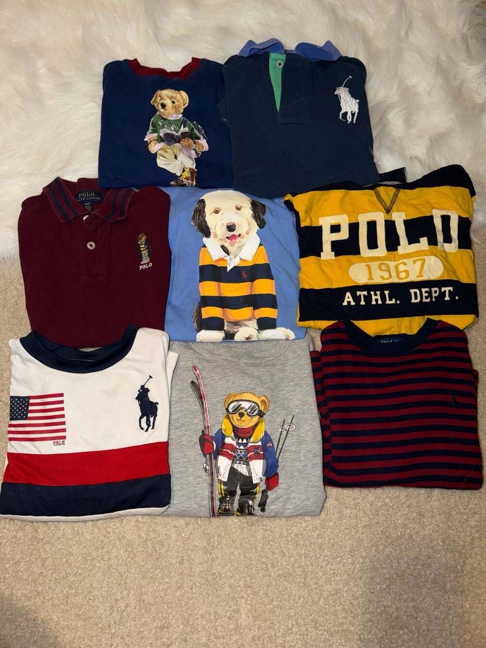 VINTAGE Polo Ralph Lauren Boys 8 Piece Assorted Graphic Shirt and Polo Lot Size